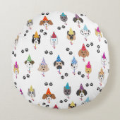 Leuk verjaardagsfeestje Honden patroon Rond Kussen (Voorkant)
