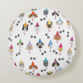 Leuk verjaardagsfeestje Honden patroon Rond Kussen (Achterkant)