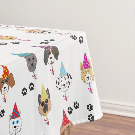 Leuk verjaardagsfeestje Honden patroon Tafelkleed (Voorbeeld)