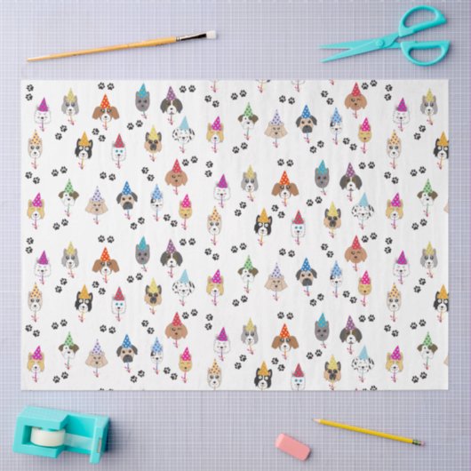 Leuk verjaardagsfeestje Honden patroon Tissuepapier (Craft)