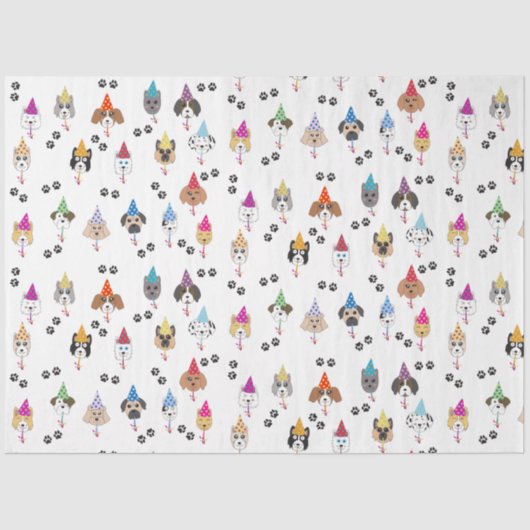 Leuk verjaardagsfeestje Honden patroon Tissuepapier (Voorkant)