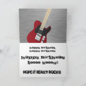 Leuk, verjaardagsgroet voor broer, rode gitaar. kaart (Binnen)