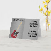 Leuk, verjaardagsgroet voor broer, rode gitaar. kaart (Gele Bloem)