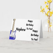 Leuk, verjaardagsgroet voor neefje, blauwe gitaar. kaart (Gele Bloem)