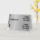 Leuk, verjaardagsgroet voor neefje, witte gitaar. kaart (Gele Bloem)