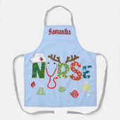 Leuk Verpleegster Kerst schort. Bewerkbare naam Schort (Voorkant)