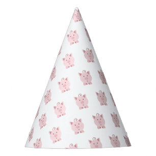 Leuk Verrast Roze Varken Feesthoedjes