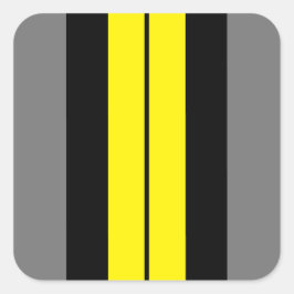 Leuk Vet Levendig Geel Zwart Grijs Racing Stripes Vierkante Sticker