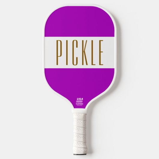 Leuk Vet Magenta Roze Wit PICKLE Stripes Tekst Pickleball Paddle (Voorkant)