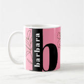 Leuk Vet Typografie Monogram Line Art Roze Koffie Koffiemok (Links)