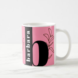 Leuk Vet Typografie Monogram Line Art Roze Koffie Koffiemok