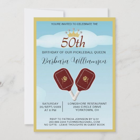 Leuk Vijftig Pickleball Lady 50ste Verjaardagsfees Kaart (Voorkant)