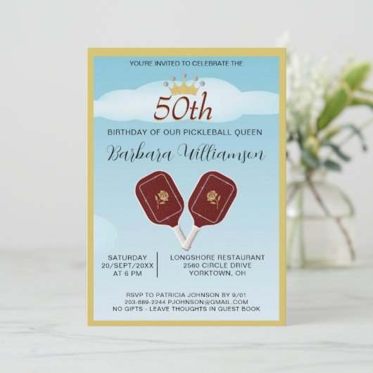 Leuk Vijftig Pickleball Lady 50ste Verjaardagsfees Kaart (Staand voorkant)