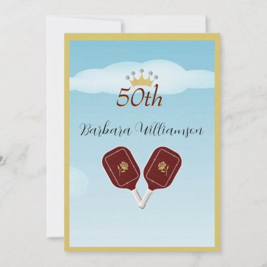 Leuk Vijftig Pickleball Lady 50ste Verjaardagsfees Kaart (Achterkant)