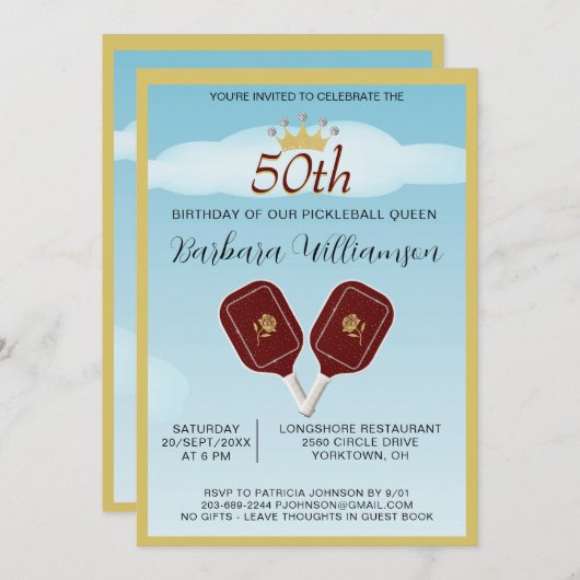 Leuk Vijftig Pickleball Lady 50ste Verjaardagsfees Kaart (Voorkant / Achterkant)