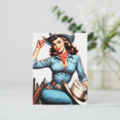 Leuk Vintage Country Meisje Briefkaart (Staand voorkant)