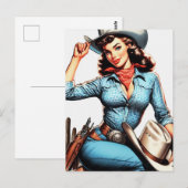 Leuk Vintage Country Meisje Briefkaart (Voorkant / Achterkant)