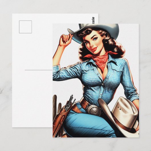 Leuk Vintage Country Meisje Briefkaart (Voorkant / Achterkant)