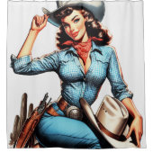 Leuk Vintage Country Meisje Douchegordijn (Voorkant)