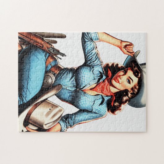 Leuk Vintage Country Meisje Legpuzzel (Horizontaal)