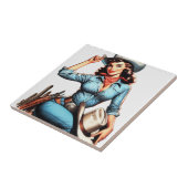 Leuk Vintage Country Meisje Tegeltje (Zijkant)