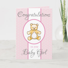 Leuk vintage teddy baby shower kaart