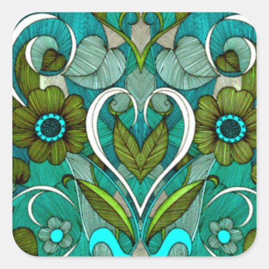 Leuk Vintage Turkoois Behang Vierkante Sticker Zazzle Nl