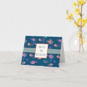 Leuk Vis Patroon Leuk Blauw Inspirivity Notecard Kaart (Gele Bloem)