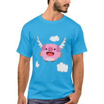 Leuk Vliegend Cartoon Varken T-shirt