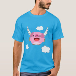 Leuk Vliegend Cartoon Varken T-shirt