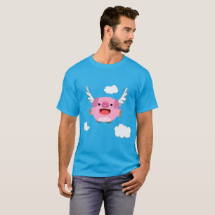Leuk Vliegend Cartoon Varken T-shirt