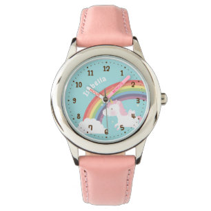 Leuk Vliegend Eenhoorn Rainbow Gepersonaliseerd ho Horloge