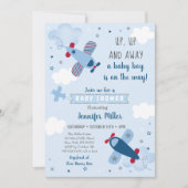 Leuk Vliegtuig Sterren Wolken Baby shower Kaart (Voorkant)