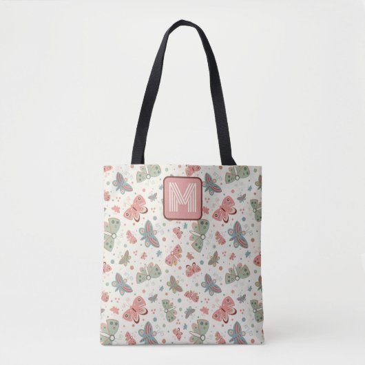 Leuk Vlinder Initiaal Monogram Inspirivity tas (Voorkant)
