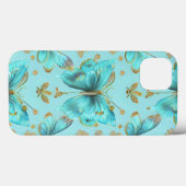 Leuk vlinderpatroon op een blauwe achtergrond Case-Mate iPhone case (Achterkant (horizontaal))