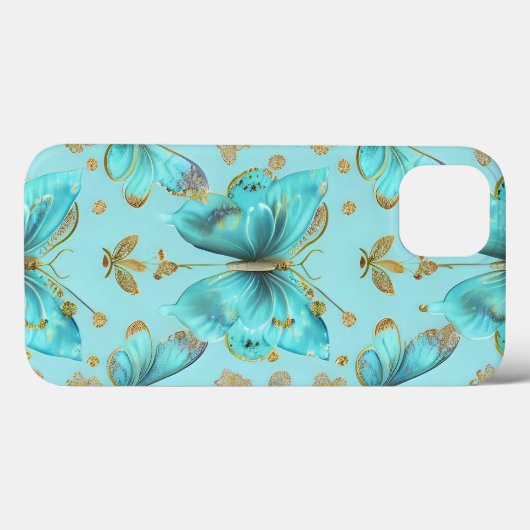 Leuk vlinderpatroon op een blauwe achtergrond Case-Mate iPhone case (Achterkant (horizontaal))