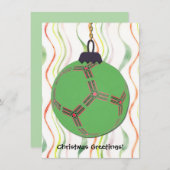 Leuk Voetbal Kerst Ornament Art Flat Kaart (Voorkant / Achterkant)