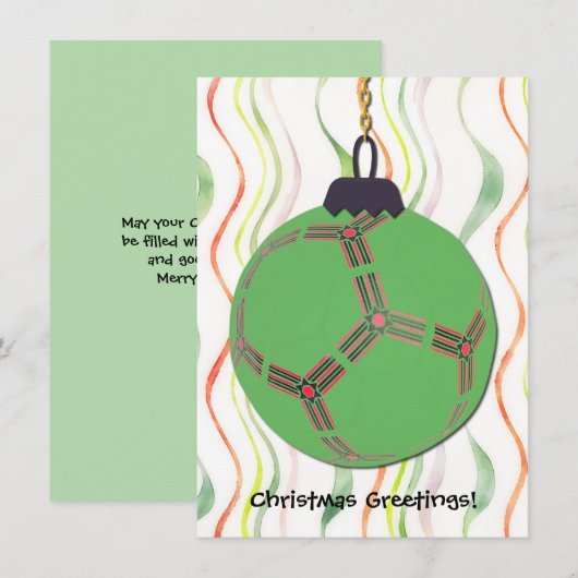 Leuk Voetbal Kerst Ornament Art Flat Kaart (Voorkant / Achterkant)
