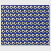 Leuk Voetbal Patroon op Blue Wrapping Paper Cadeaupapier (Vlak)