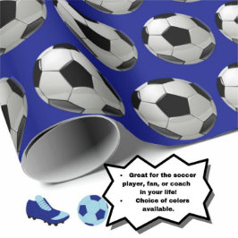 Leuk Voetbal Patroon op Blue Wrapping Paper Cadeaupapier