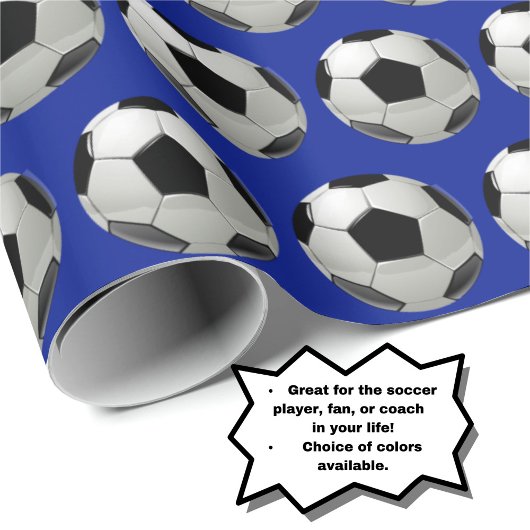 Leuk Voetbal Patroon op Blue Wrapping Paper Cadeaupapier