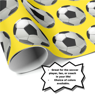 Leuk Voetbal Patroon op Geel Inpakpapier