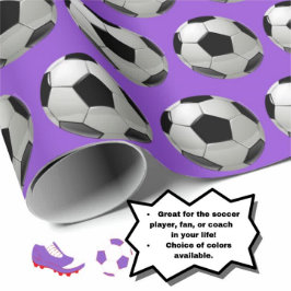 Leuk Voetbal Patroon op Mauve Lila Paarse Cadeaupapier