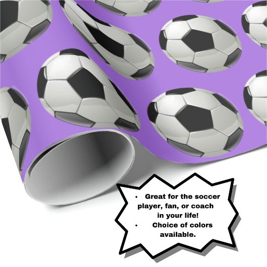 Leuk Voetbal Patroon op Mauve Lila Paarse Cadeaupapier