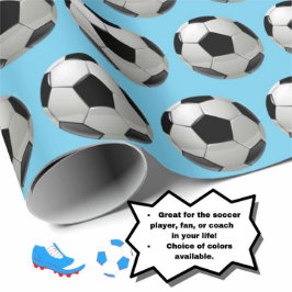 Leuk Voetbal Patroon op Powder Blue Cadeaupapier