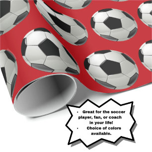 Leuk Voetbal Patroon op Rood Cadeaupapier