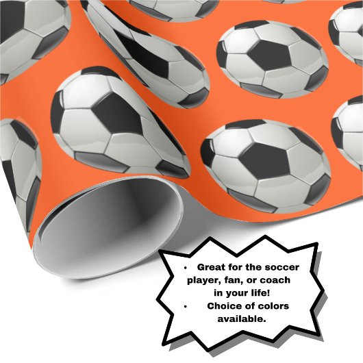 Leuk Voetbal Patroon op Sinaasappel Cadeaupapier