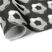 Leuk Voetbal Patroon op Zwart Cadeaupapier (Rol Hoek)