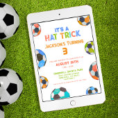 Leuk Voetbal Pet Trick 3e Verjaardagsuitnodiging Kaart