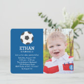 Leuk Voetbal Thema Foto Verjaardagsfeest Kaart (Staand voorkant)